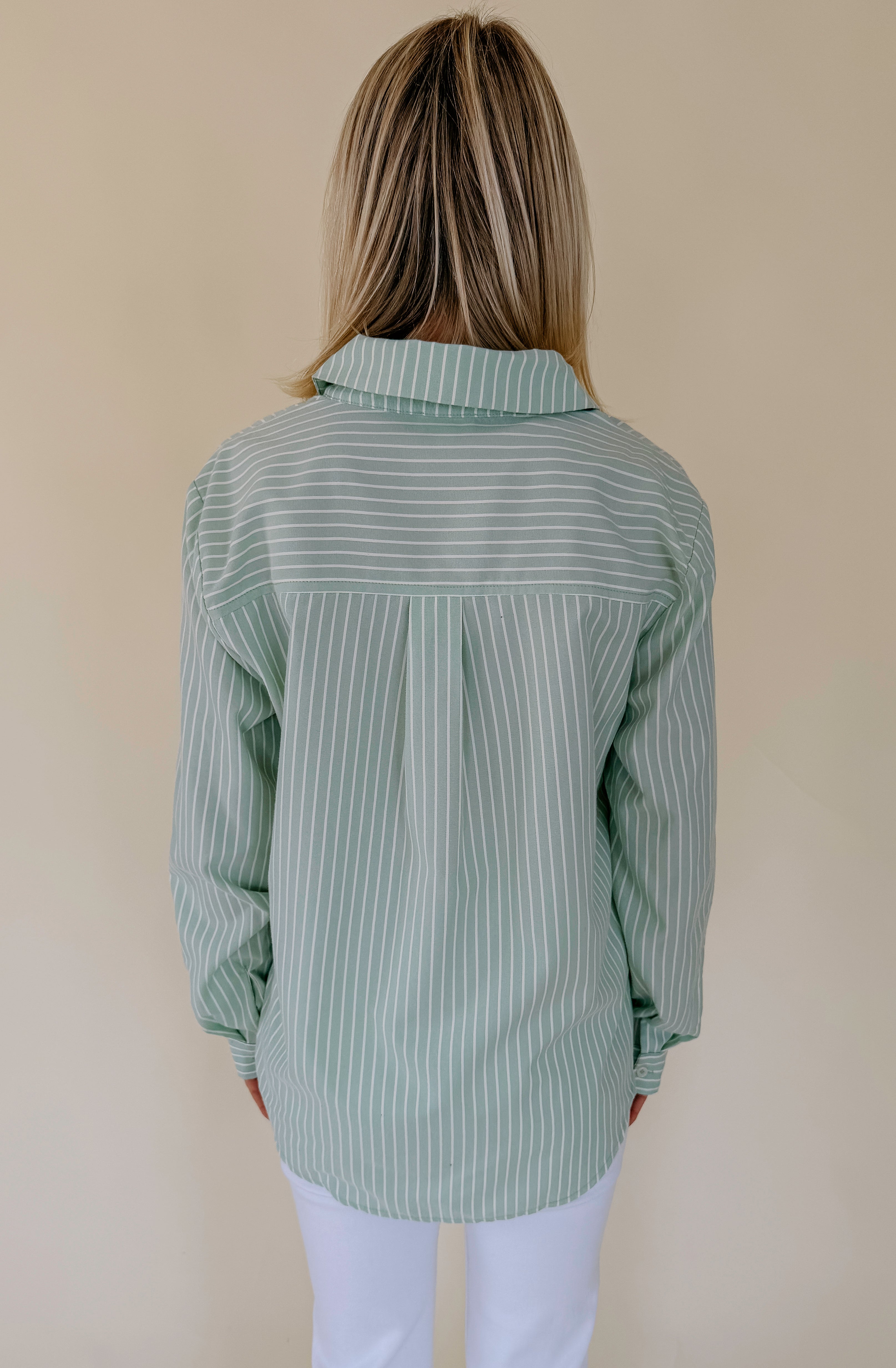 EARNED IT STRIPED BUTTON UP