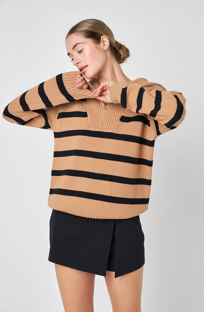CUTIE IN STRIPES QUARTER ZIP