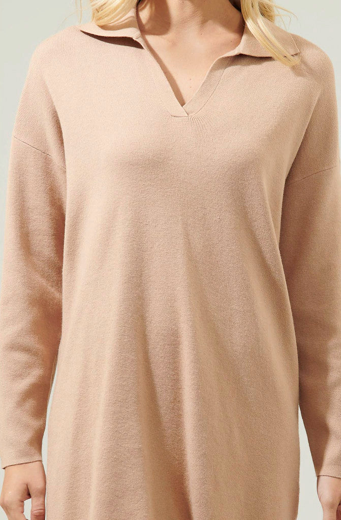 EMERLA COLLARED SWEATER DRESS
