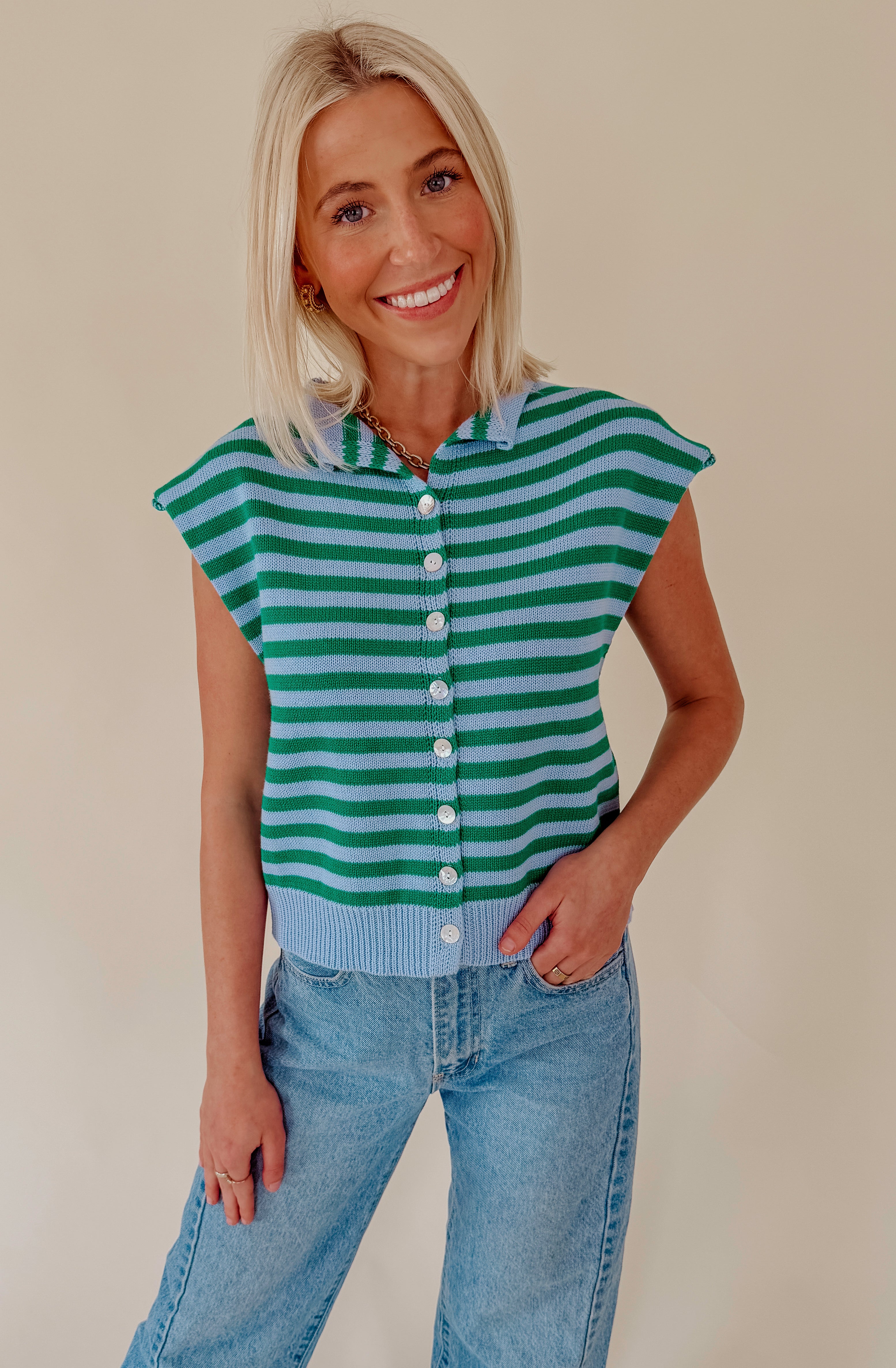 PERFECT COMBO BUTTONED SWEATER TANK