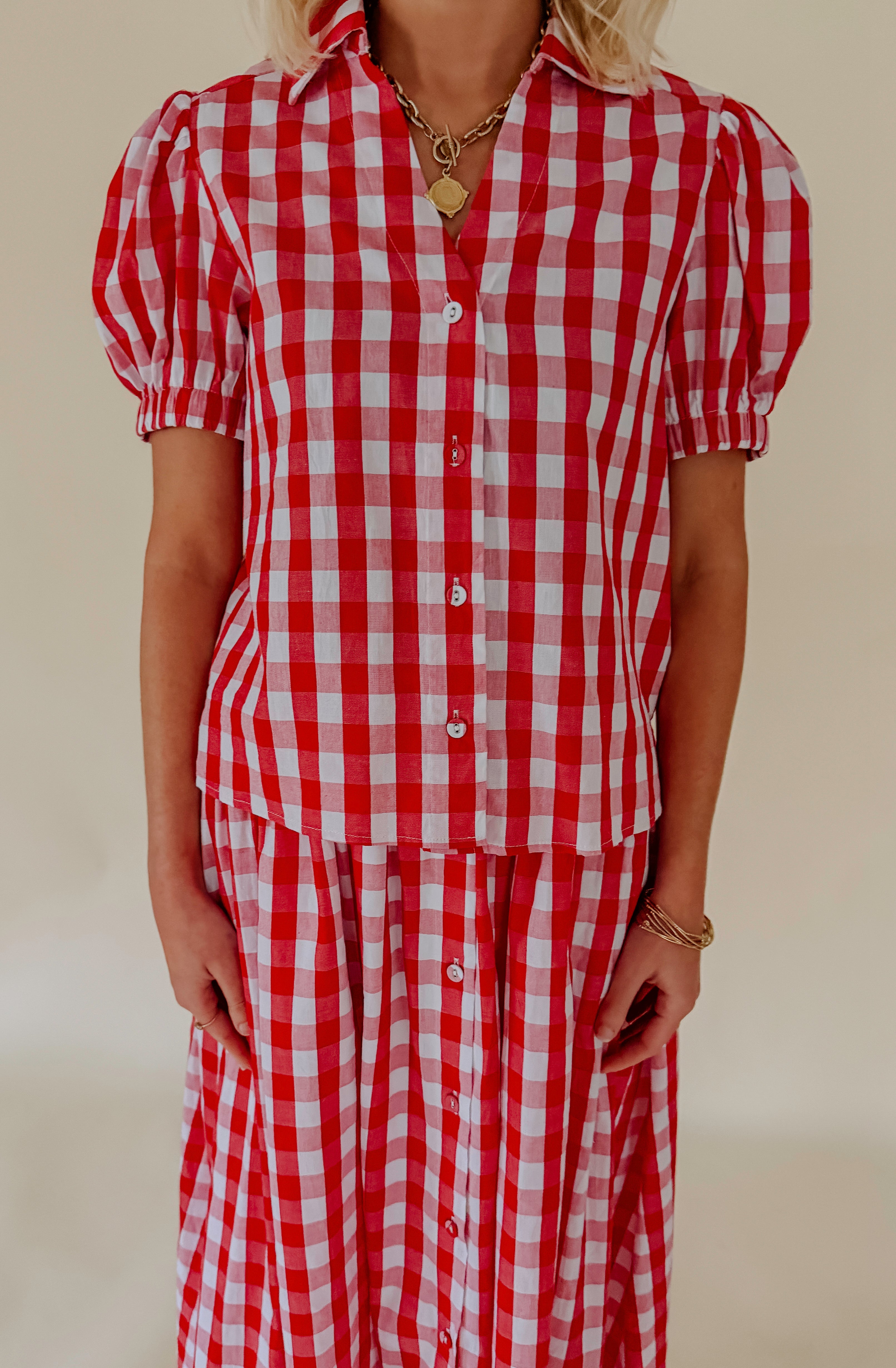 THE PLAID HABIT BUTTONED BLOUSE