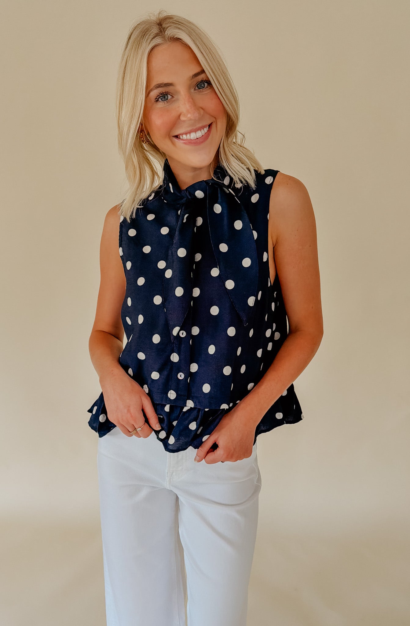 DOT YOUR AVERAGE TIE BLOUSE