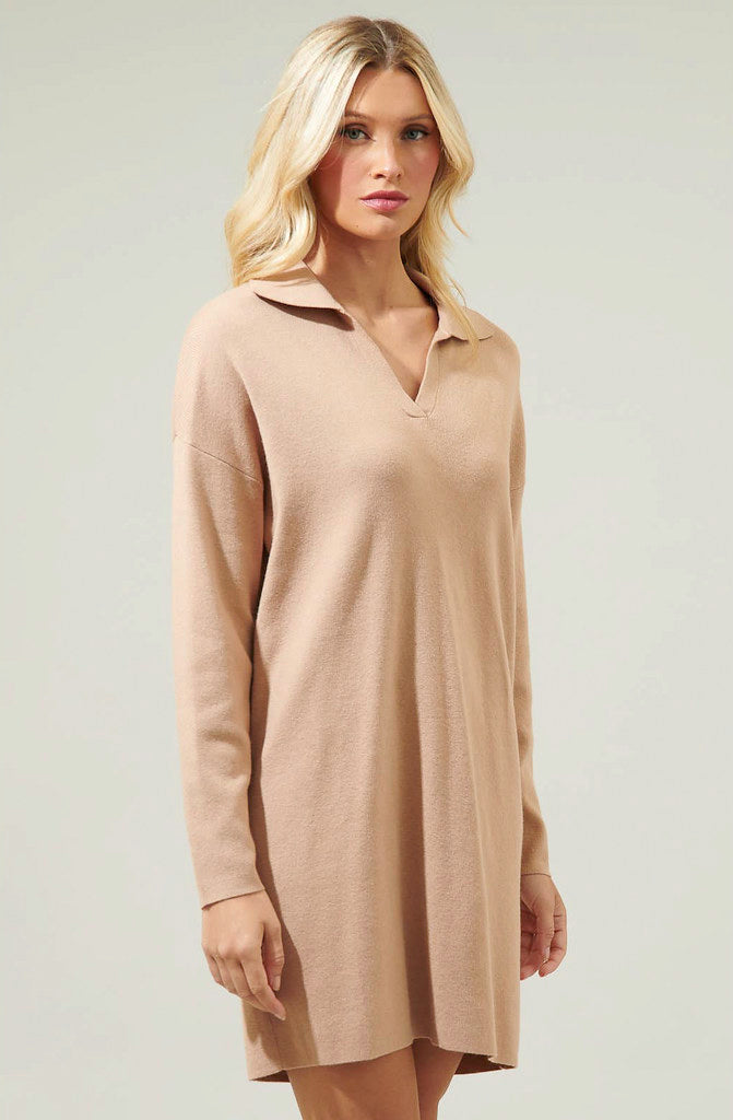 EMERLA COLLARED SWEATER DRESS