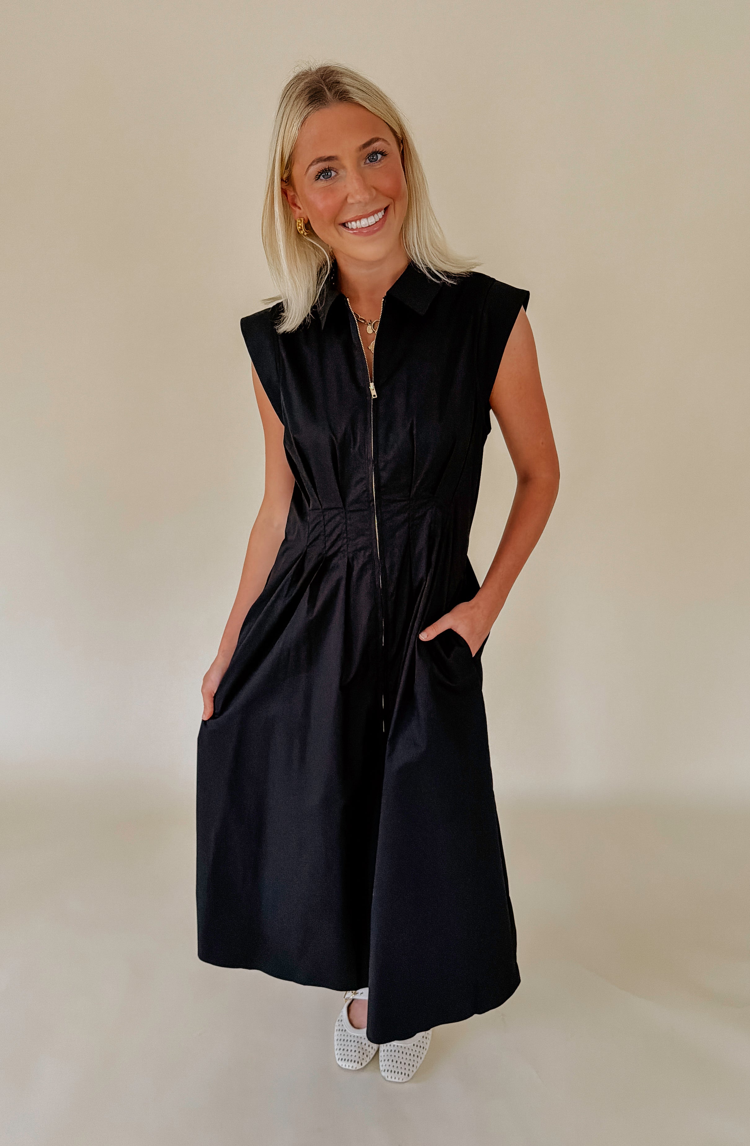 ON REPEAT PLEATED MIDI DRESS