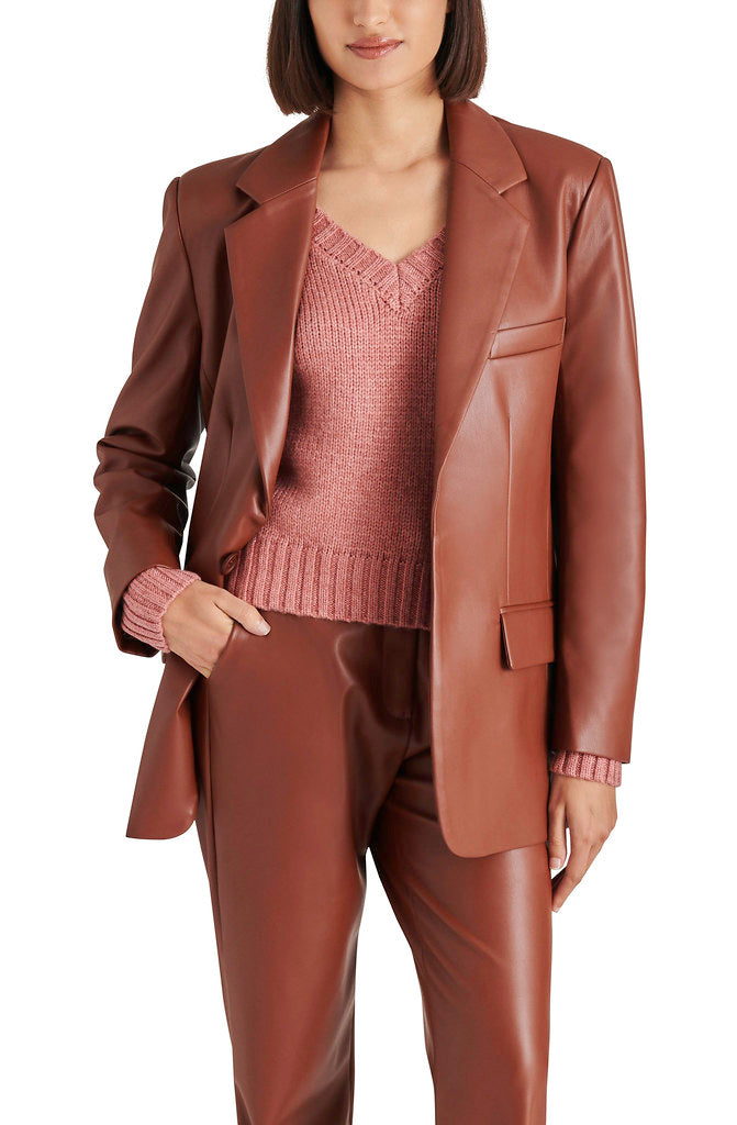 STEVE MADDEN IMAAN FAUX LEATHER BLAZER
