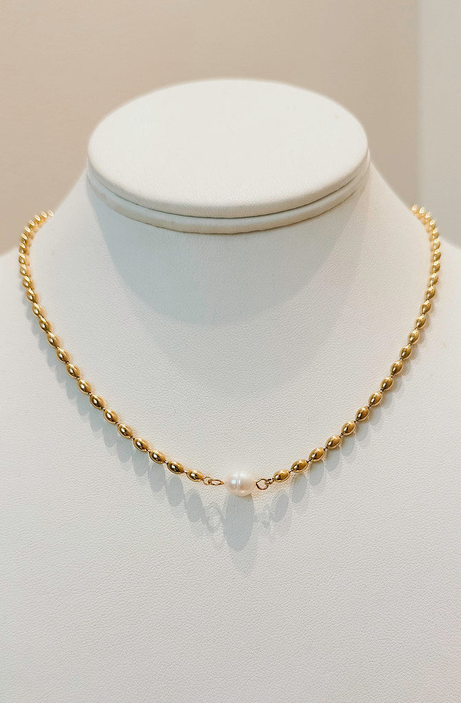 GEORGIE SANTORINI GOLD PEARL NECKLACE