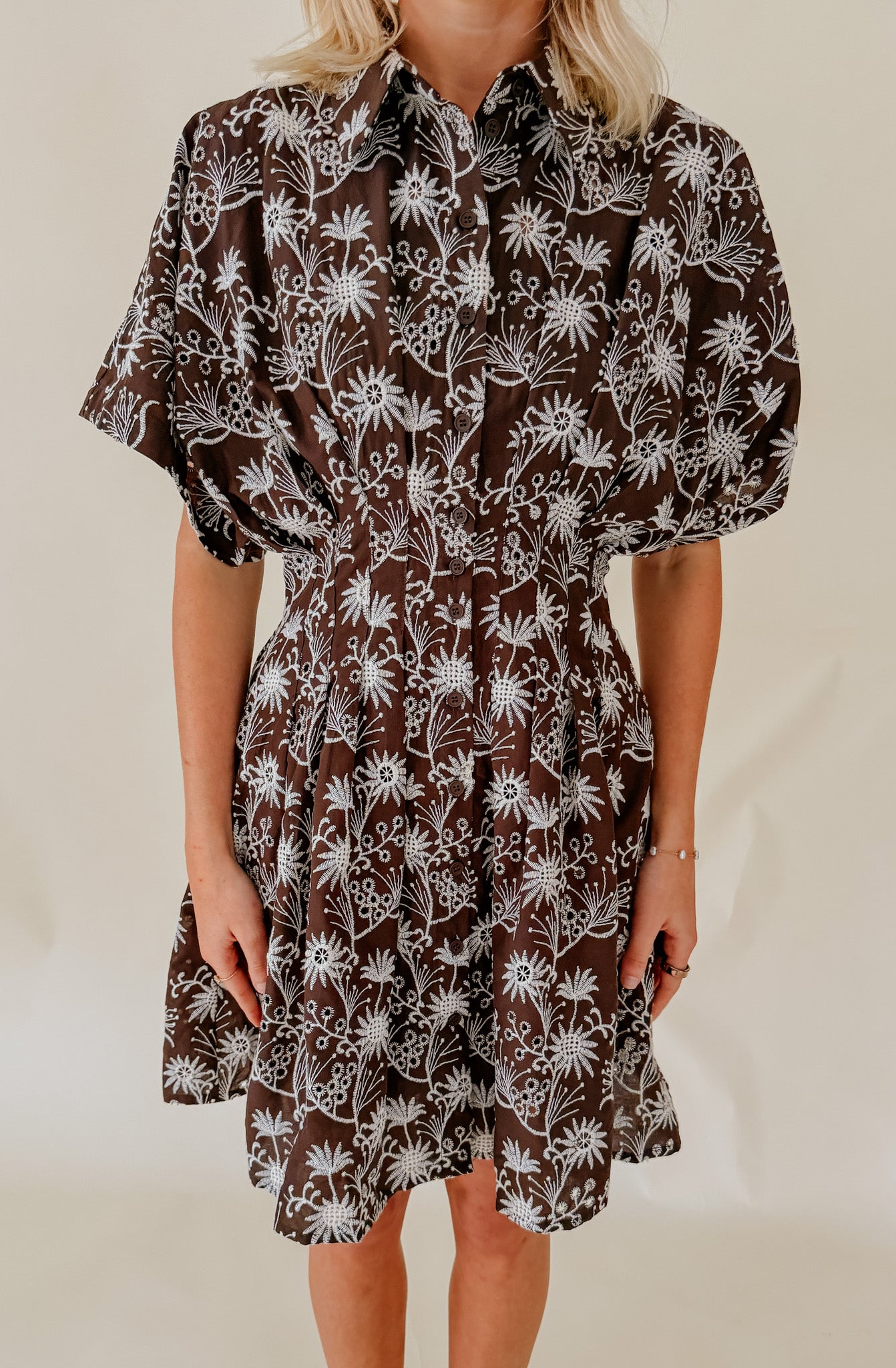 COCOA BLOOMS EMBROIDERED DRESS