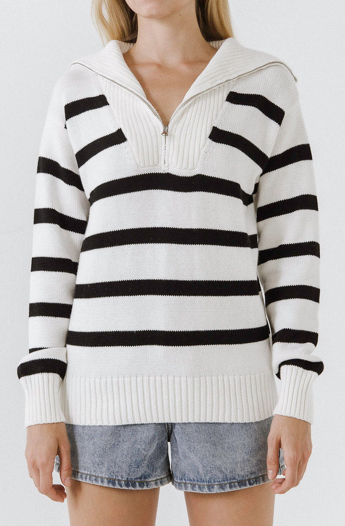 CUTIE IN STRIPES QUARTER ZIP