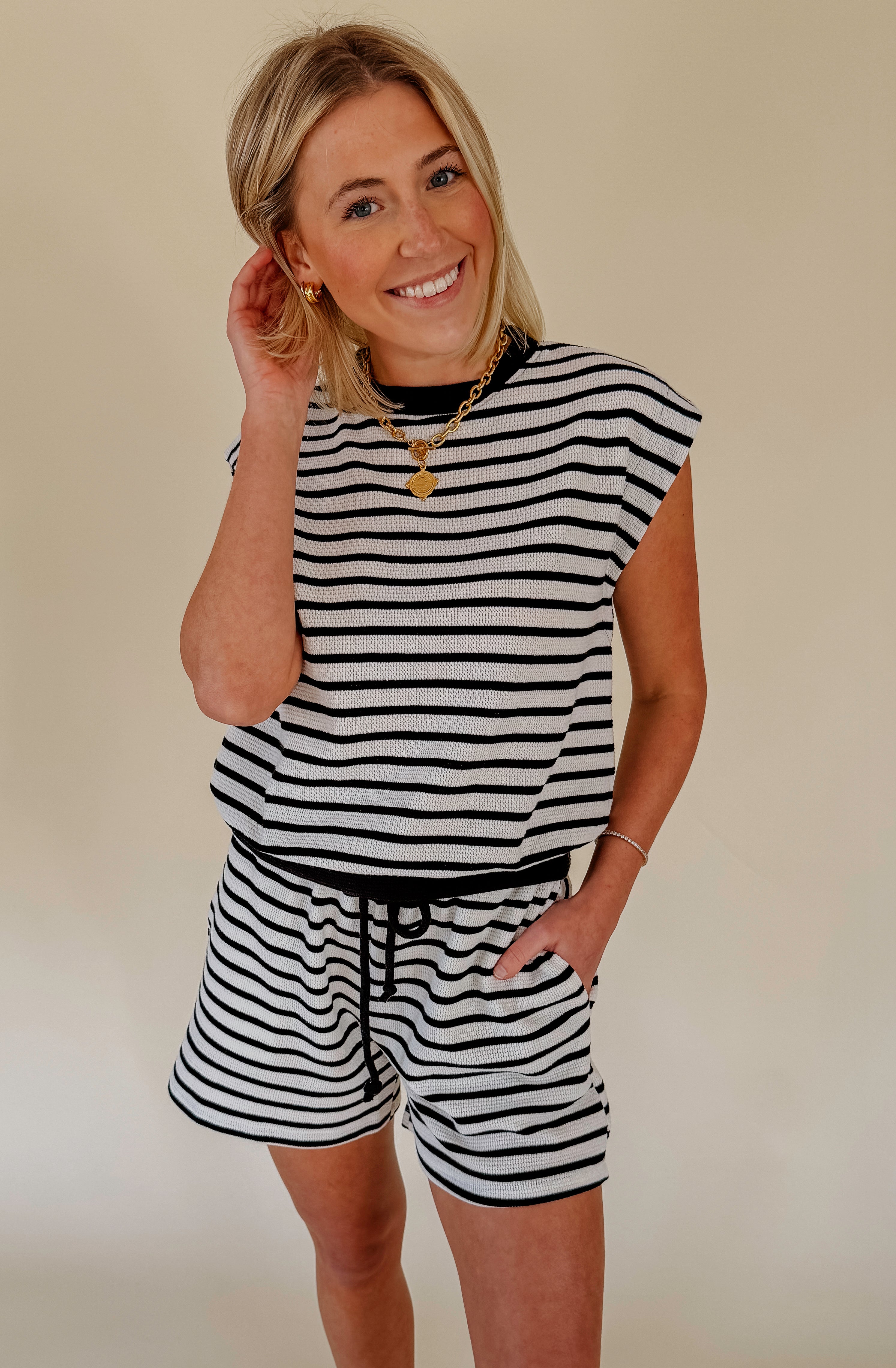 GOING WITH THE FLOW STRIPED TOP