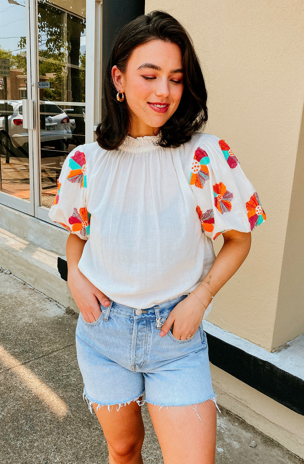 THE HALLIE EMBROIDERED BLOUSE