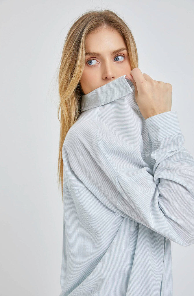 MINT IT STRIPED BUTTON UP