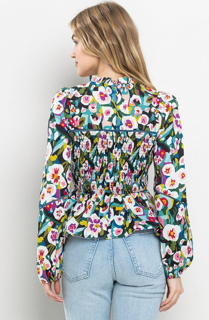 UP TO SPEED SMOCKED BLOUSE
