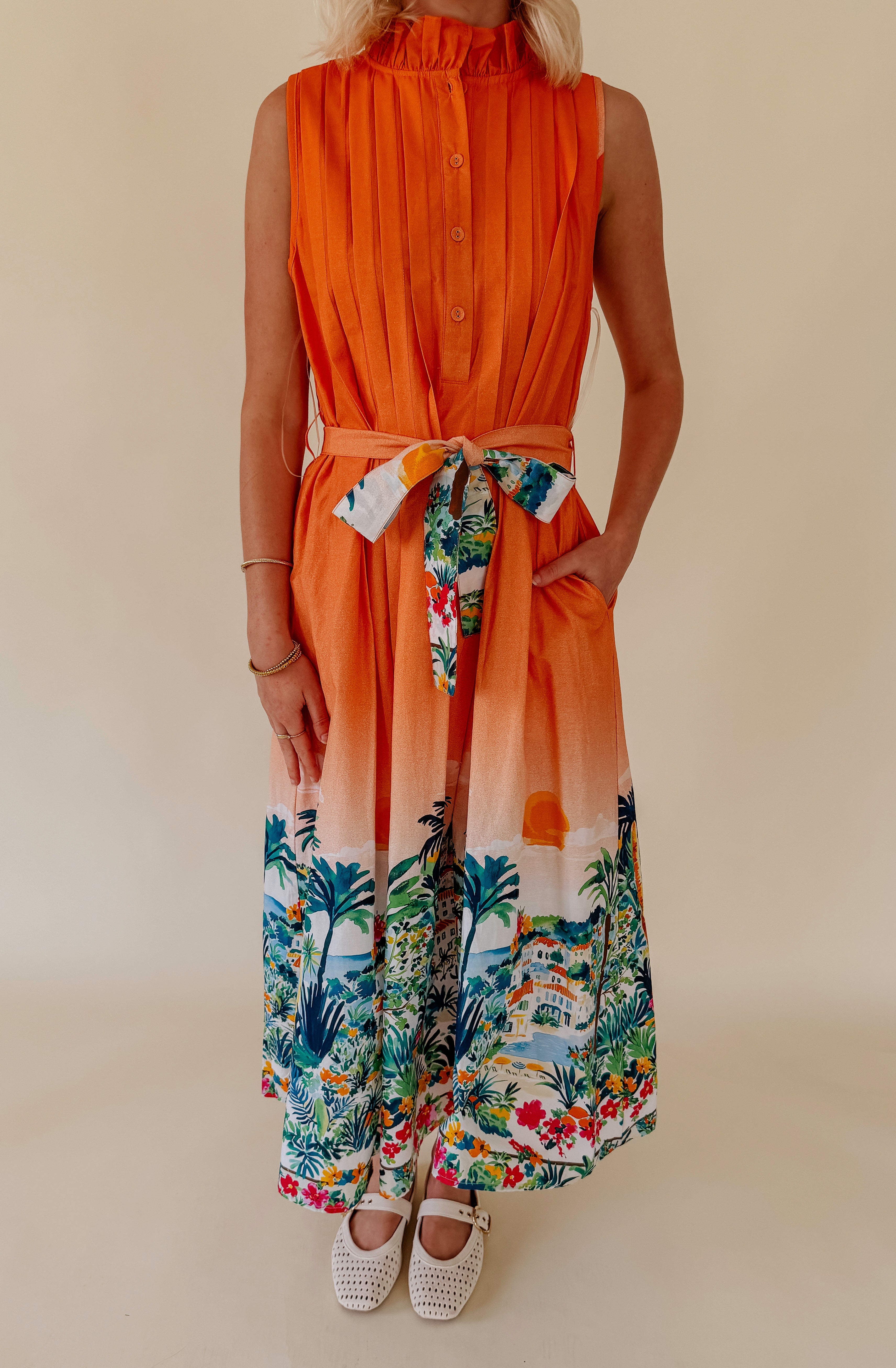 SUNSET NIGHTS BUTTONED MIDI DRESS