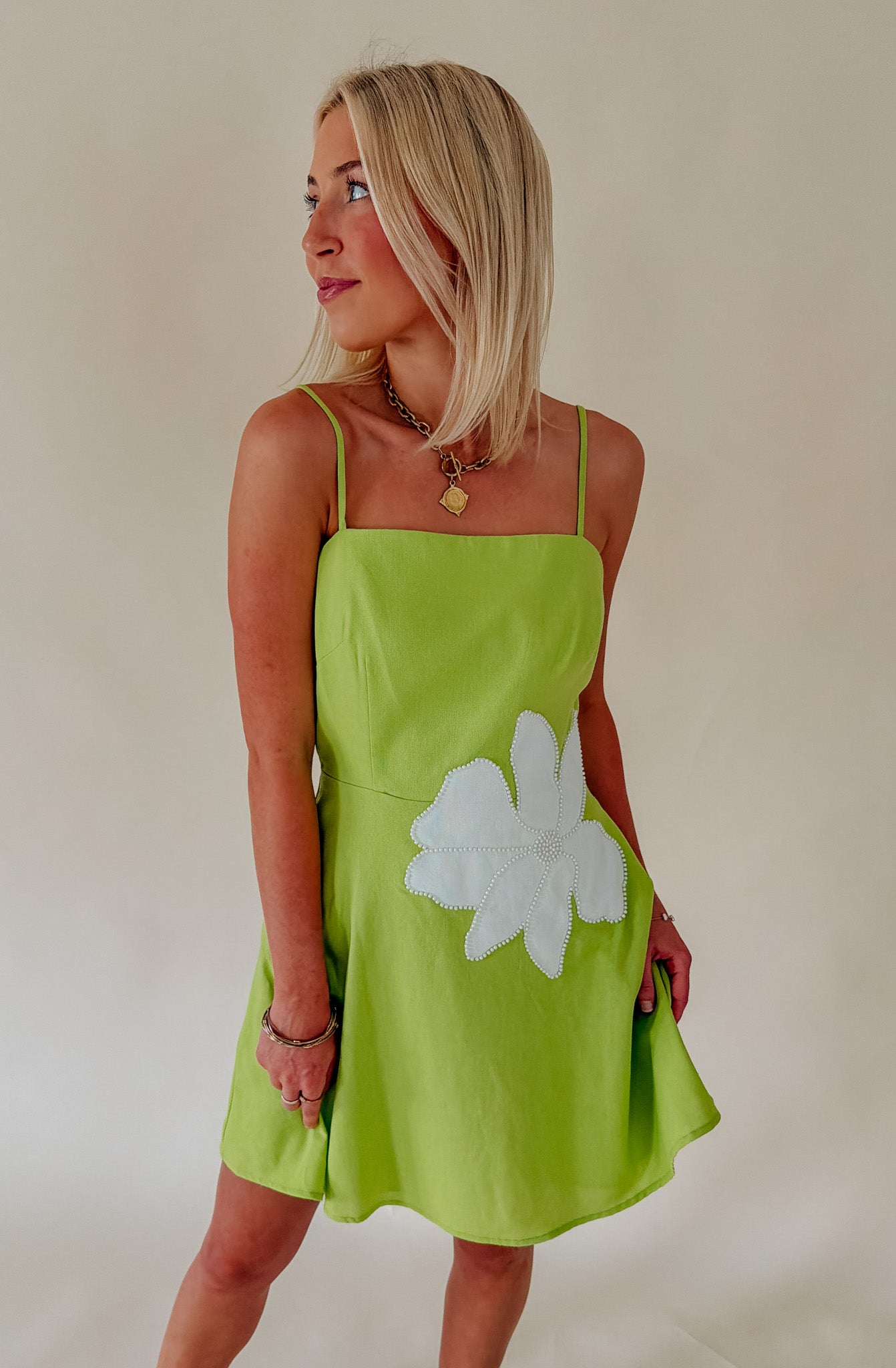 FLORAL PEARL MINI DRESS