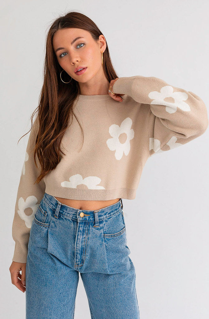 FLOWER FIELDS CROPPED SWEATER