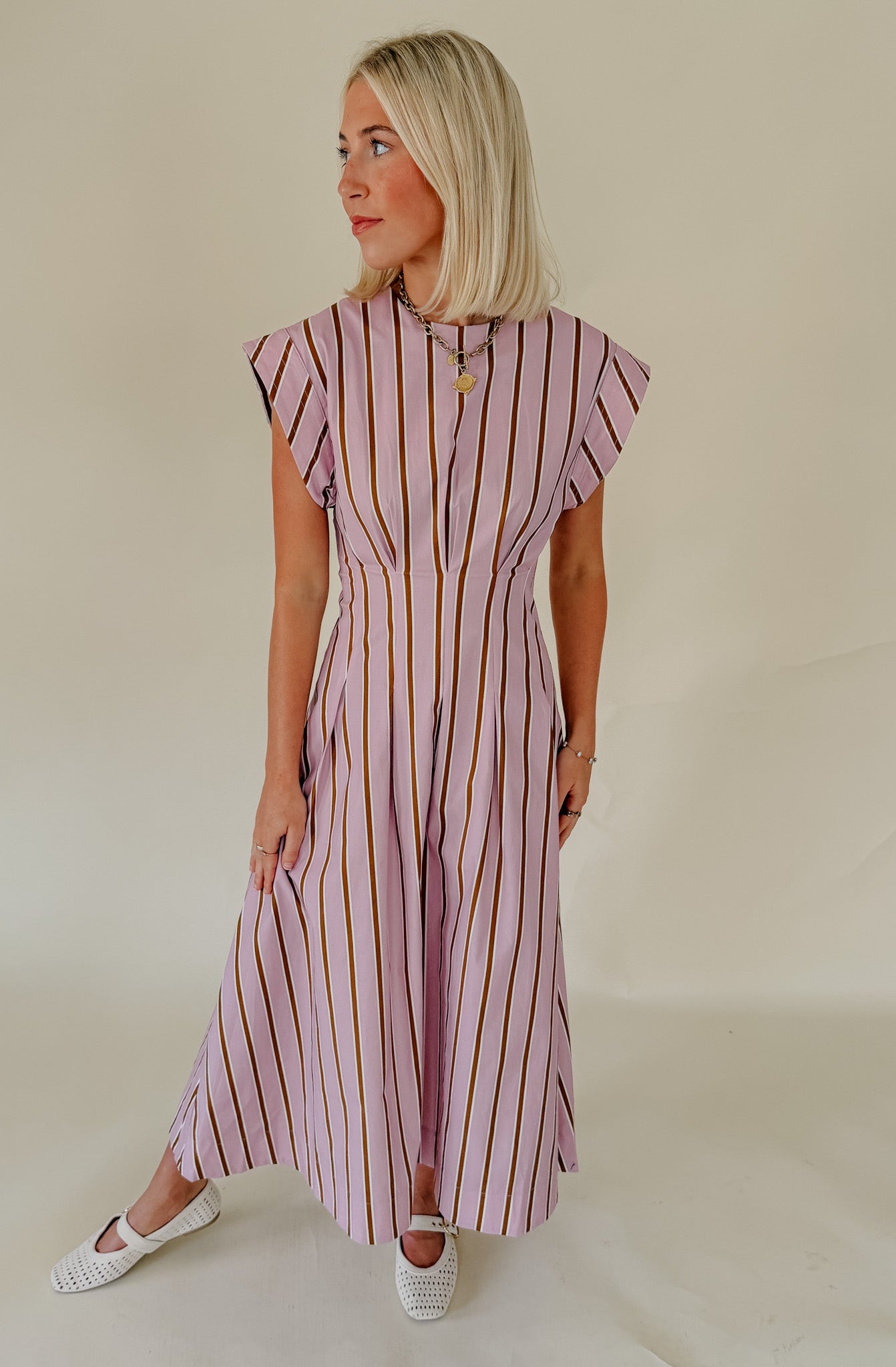 THE ONE OF A KIND POPLIN BLEND MIDI DRESS