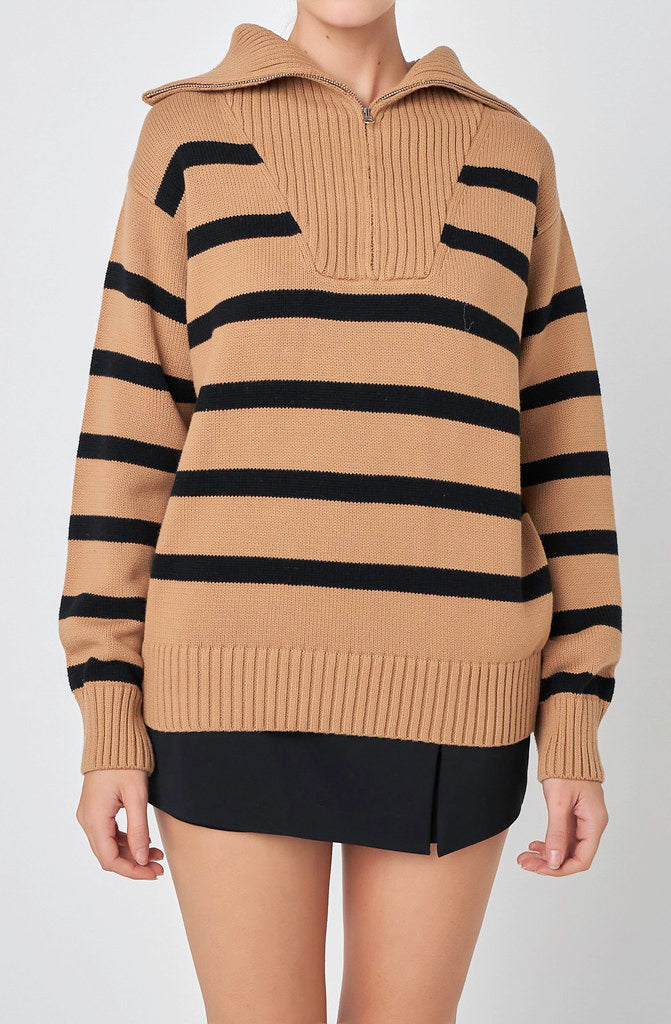 CUTIE IN STRIPES QUARTER ZIP