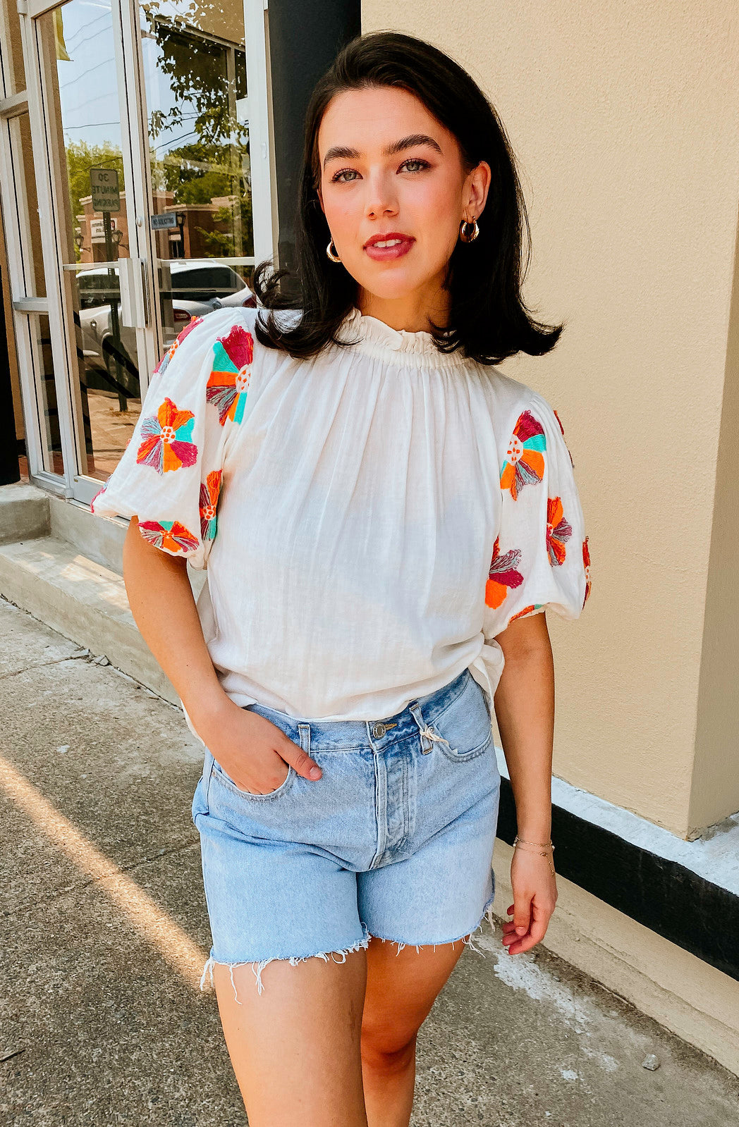 THE HALLIE EMBROIDERED BLOUSE