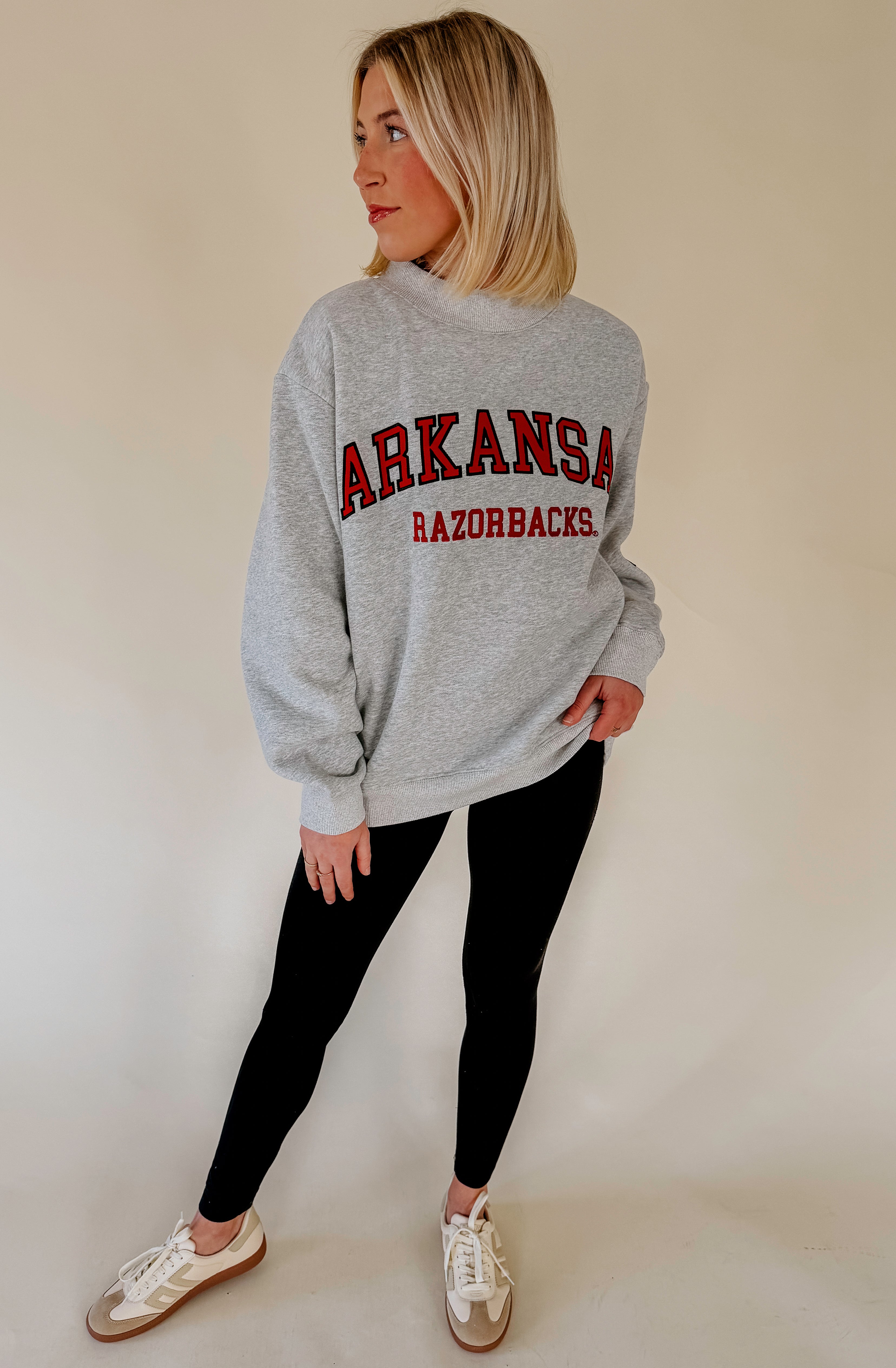 ARKANSAS RAZORBACKS MOCK NECK SWEATSHIRT