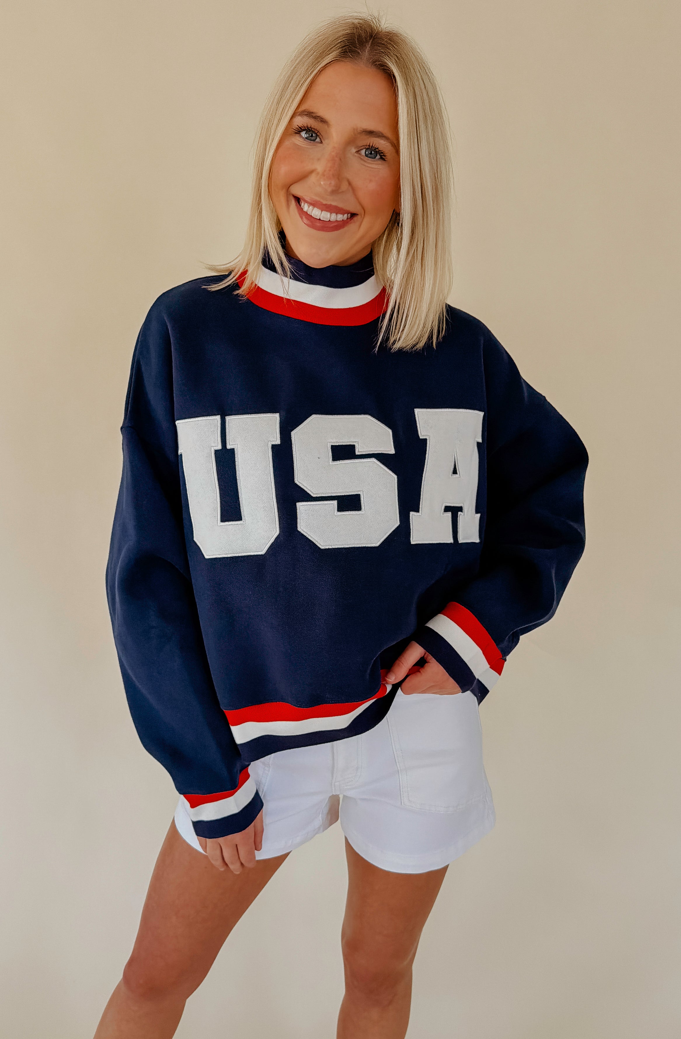 USA MOCK NECK SWEATSHIRT