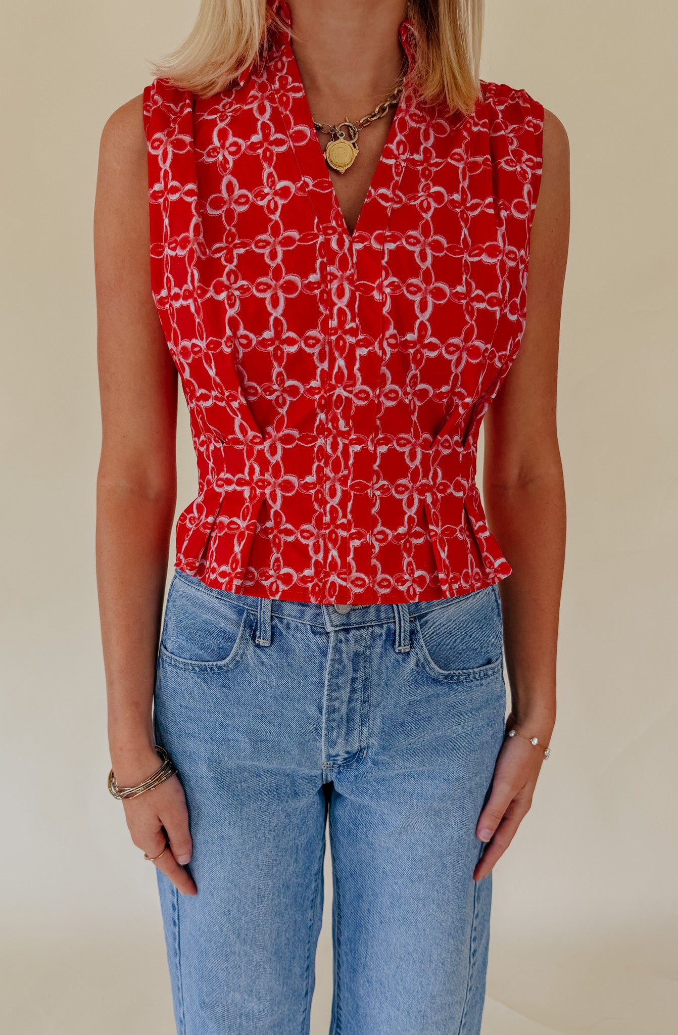 RED-Y FOR IT PLEATED WAIST TANK