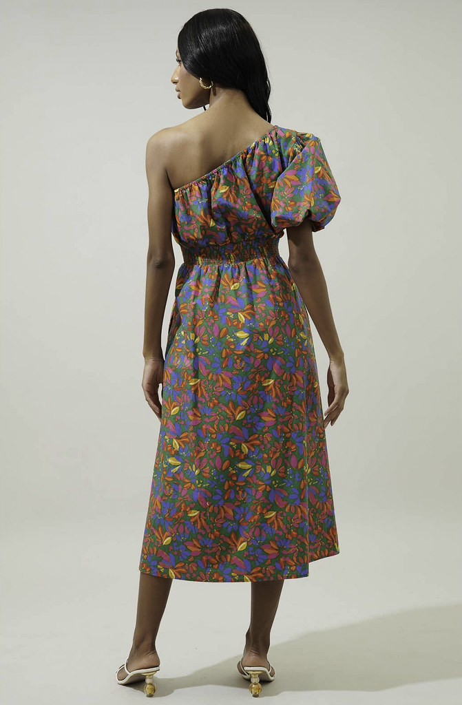 THE ZINA ONE SHOULDER MIDI
