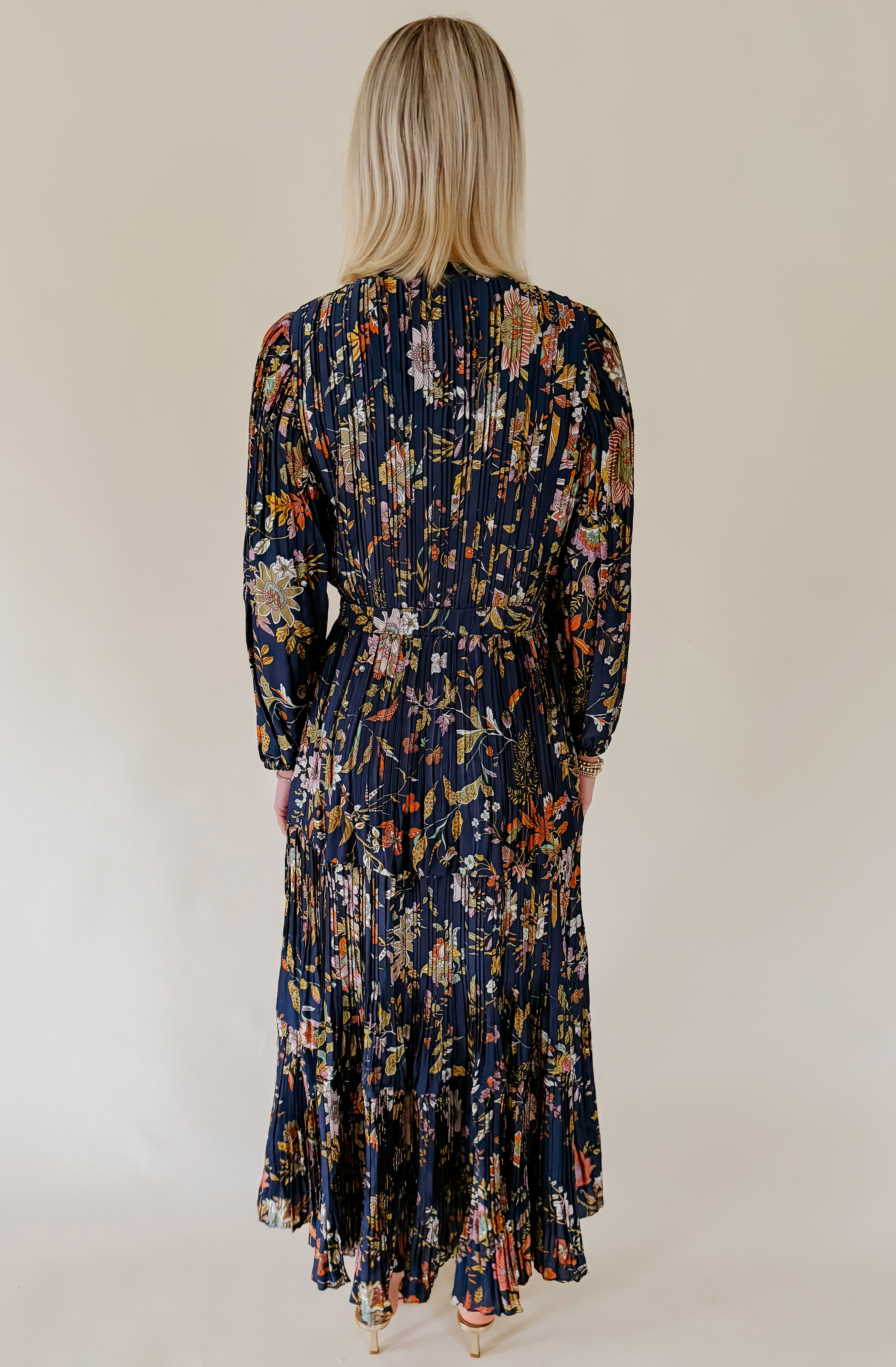 THE AMBER PLEATED MIDI DRESS