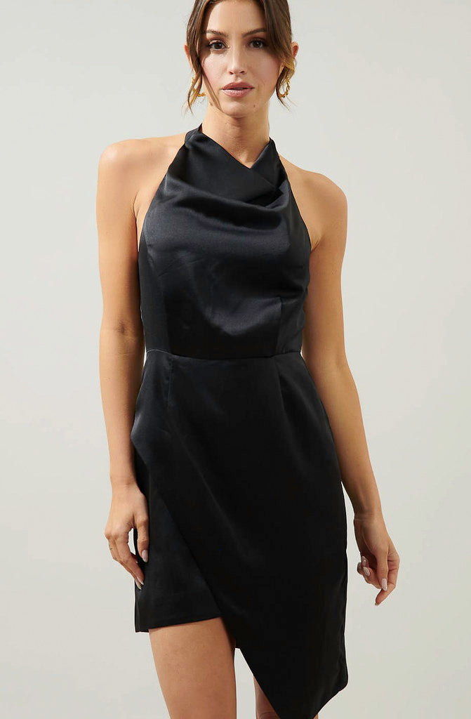 BACHATA SATIN ASYMMETRICAL DRESS