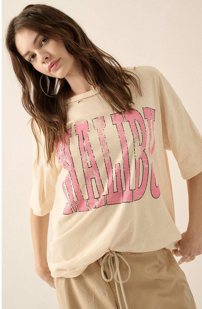 MALIBU DISTRESSED GRAPHIC TEE