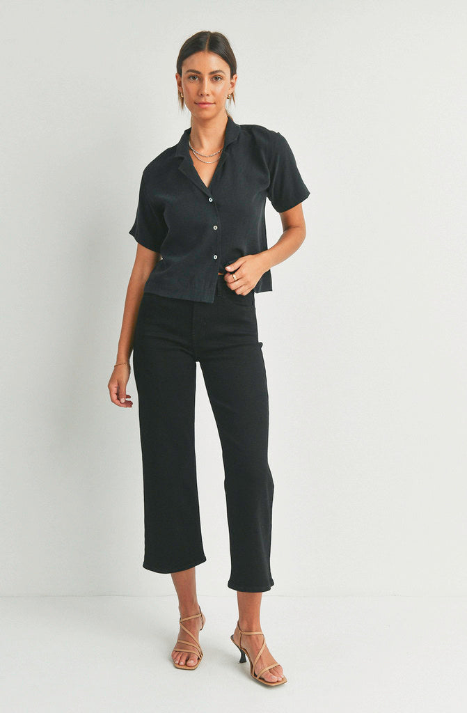 JUST BLACK HIGH RISE WIDE LEG DENIM