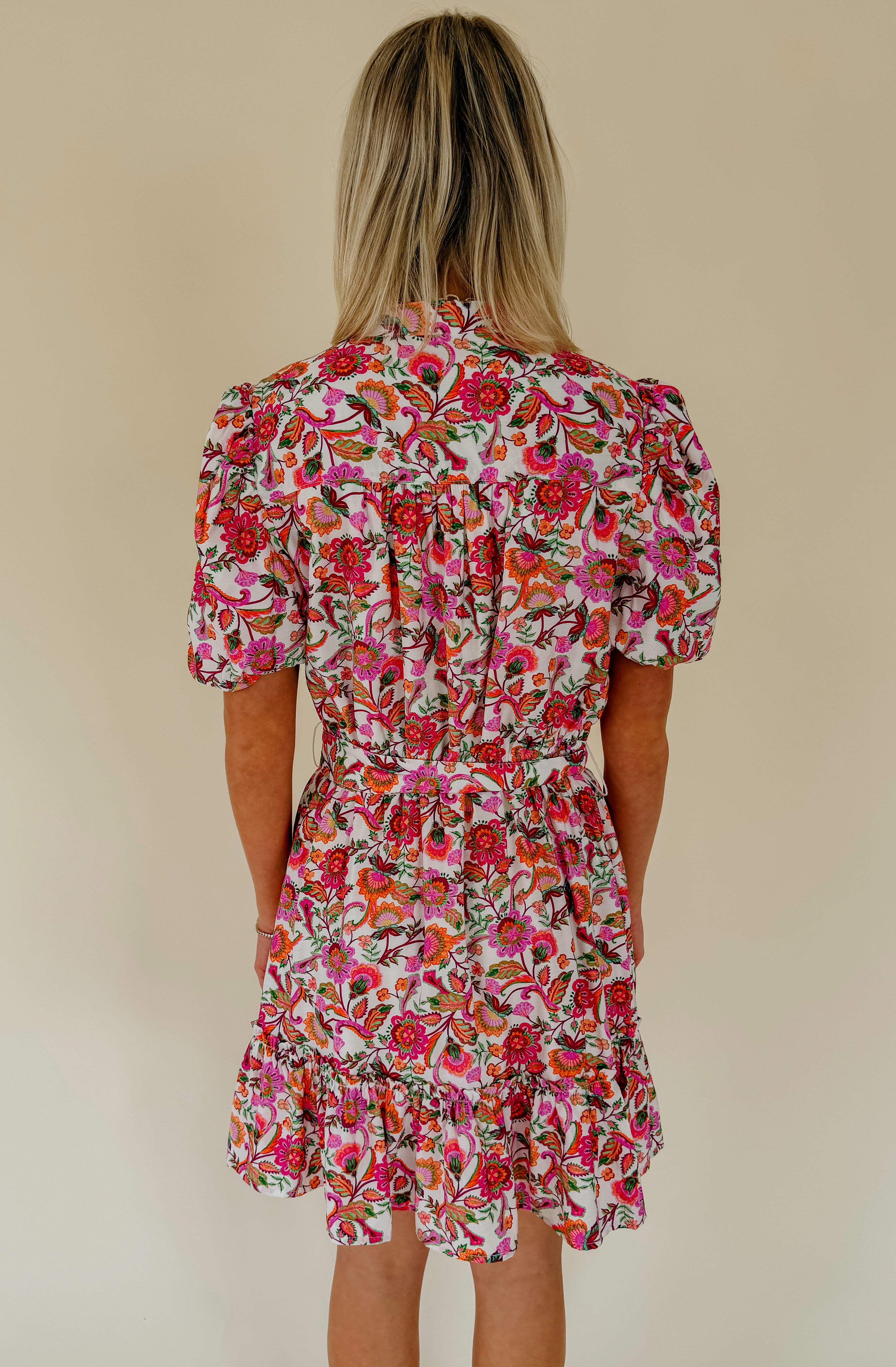 THE POPPY FLORAL BELTED MINI DRESS