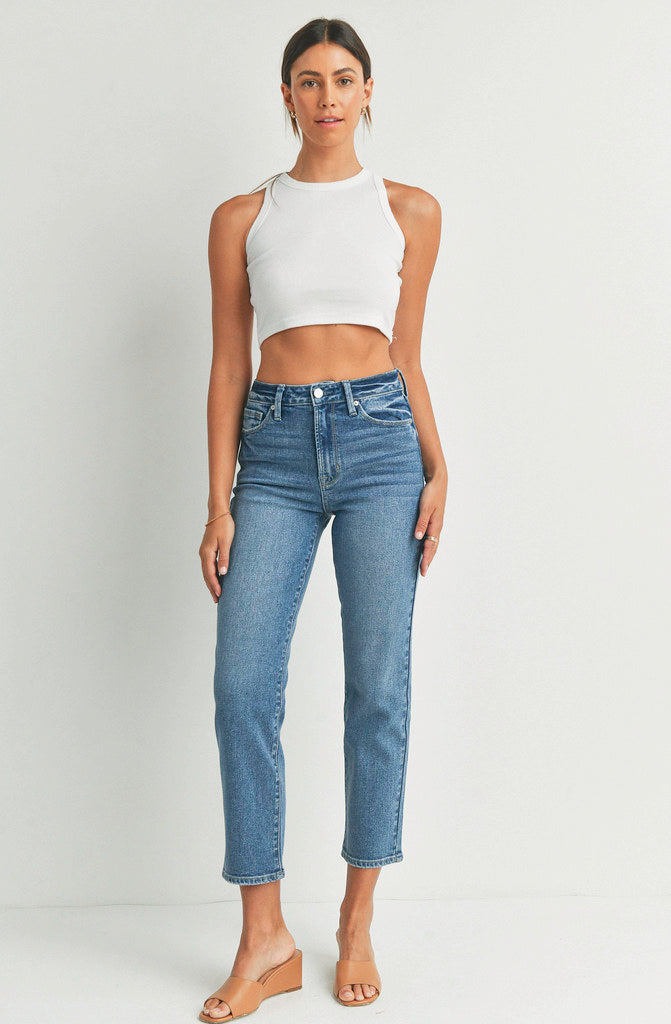 JUST BLACK HIGH RISE STRAIGHT LEG DENIM