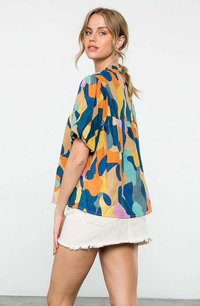 FUN TIMES SHORT SLEEVED BLOUSE