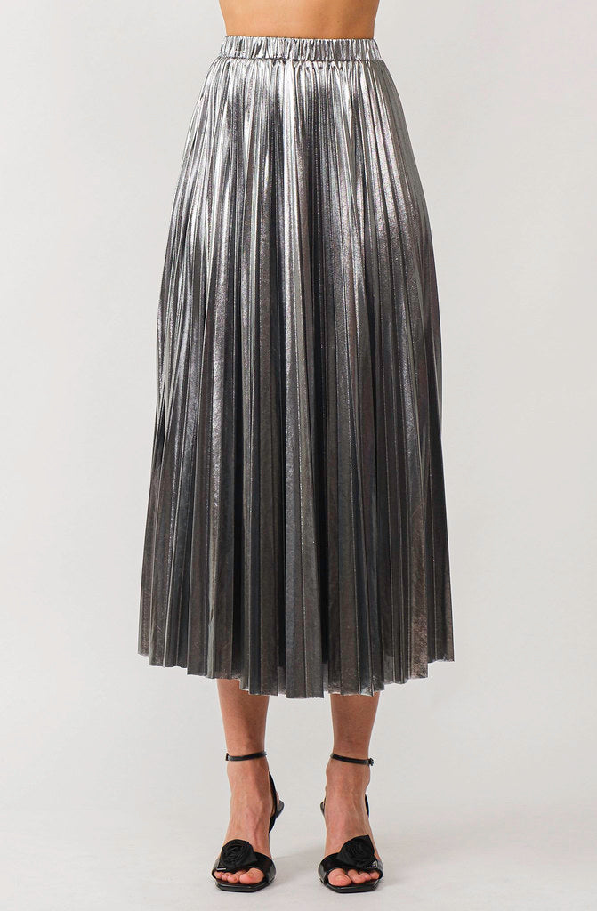 MIRRORBALL PLEATED MIDI SKIRT