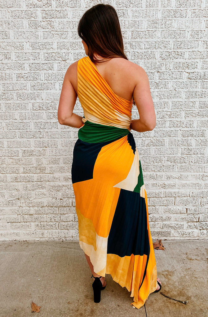 EUREKA ASYMMETRICAL MIDI DRESS