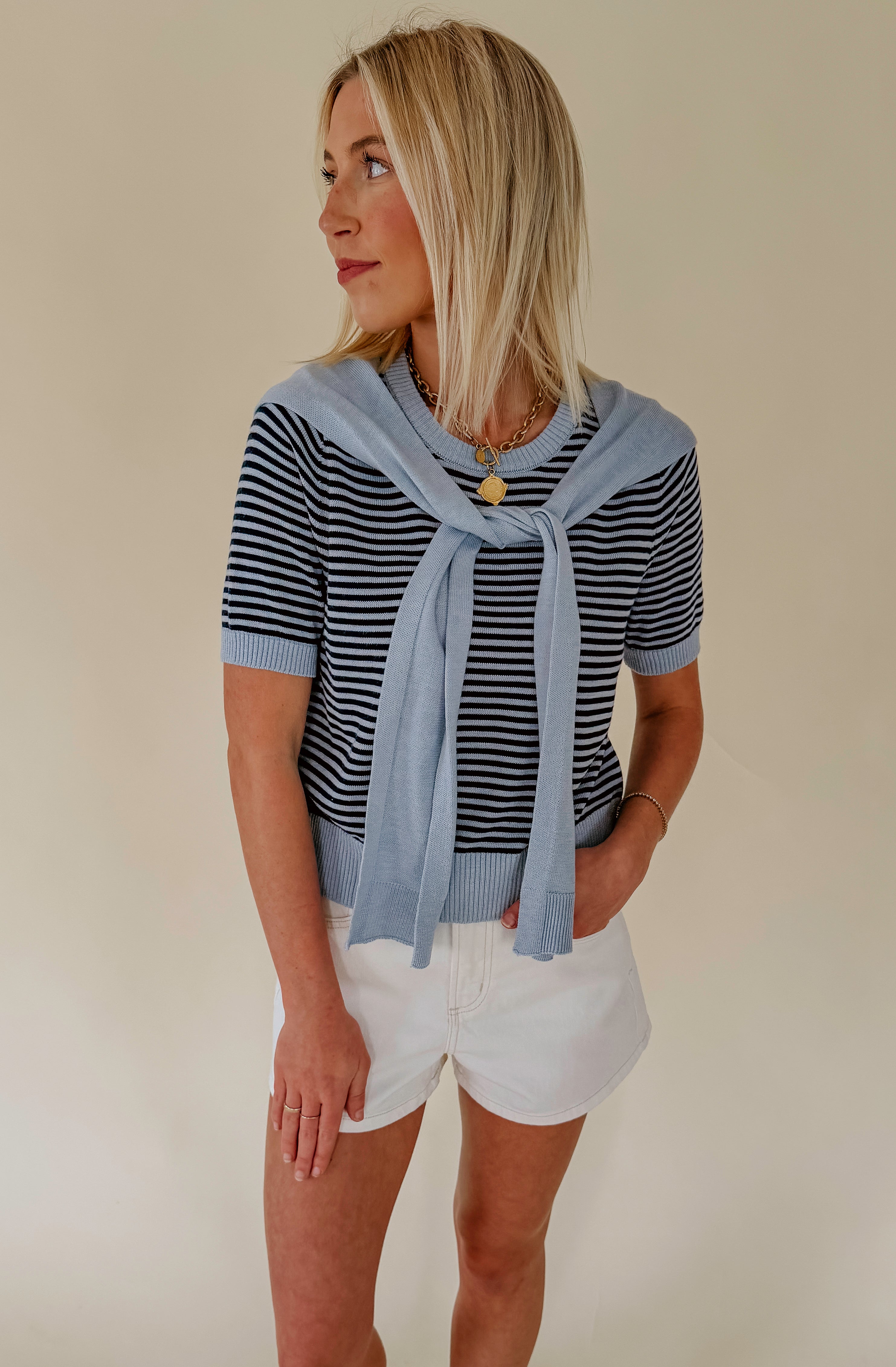 DOUBLE TROUBLE LAYERED LIGHT SWEATER TOP