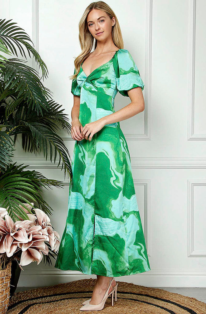 JUST A SPLASH MAXI SPLIT DRESS