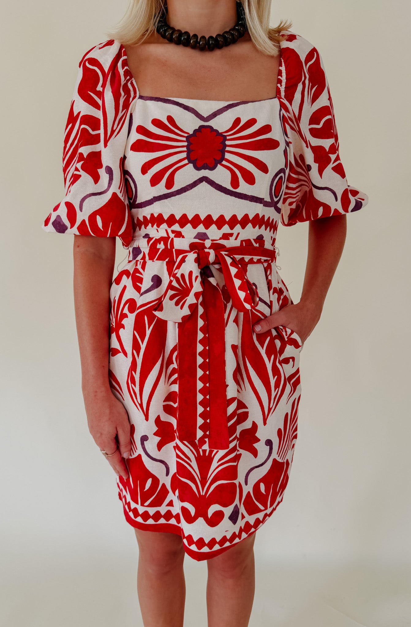 TROPIC LIKE ITS HOT TIE FRONT MINI DRESS