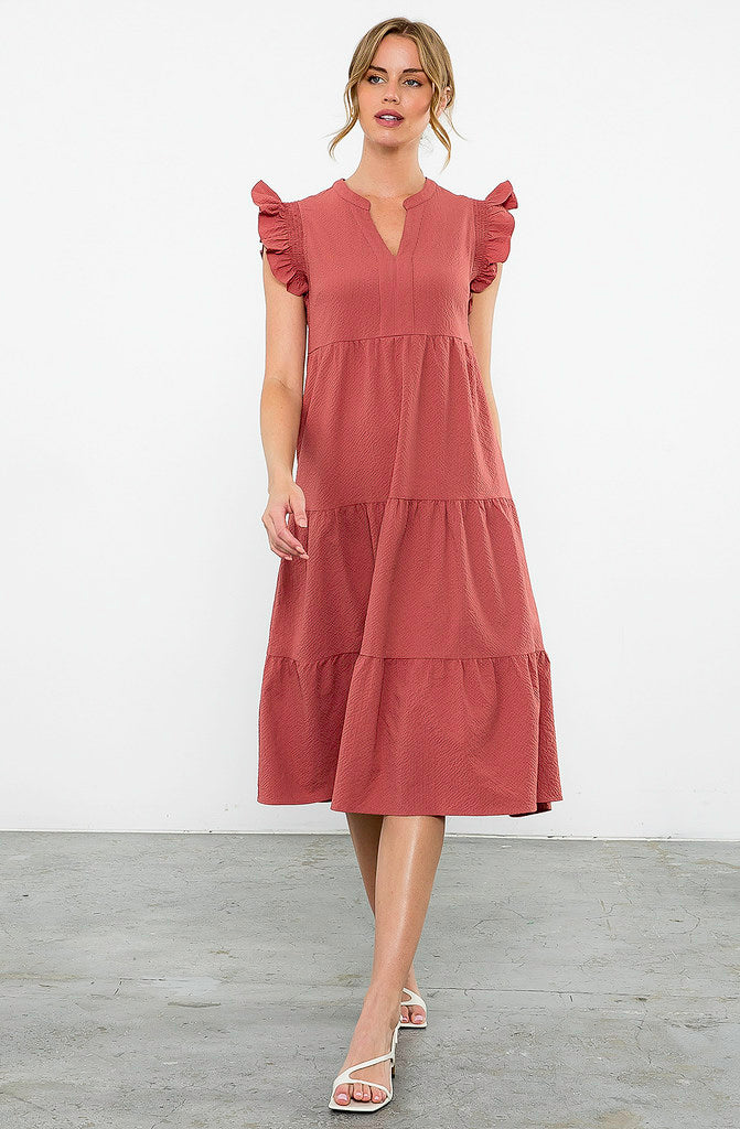 READY SET ROLL MIDI DRESS