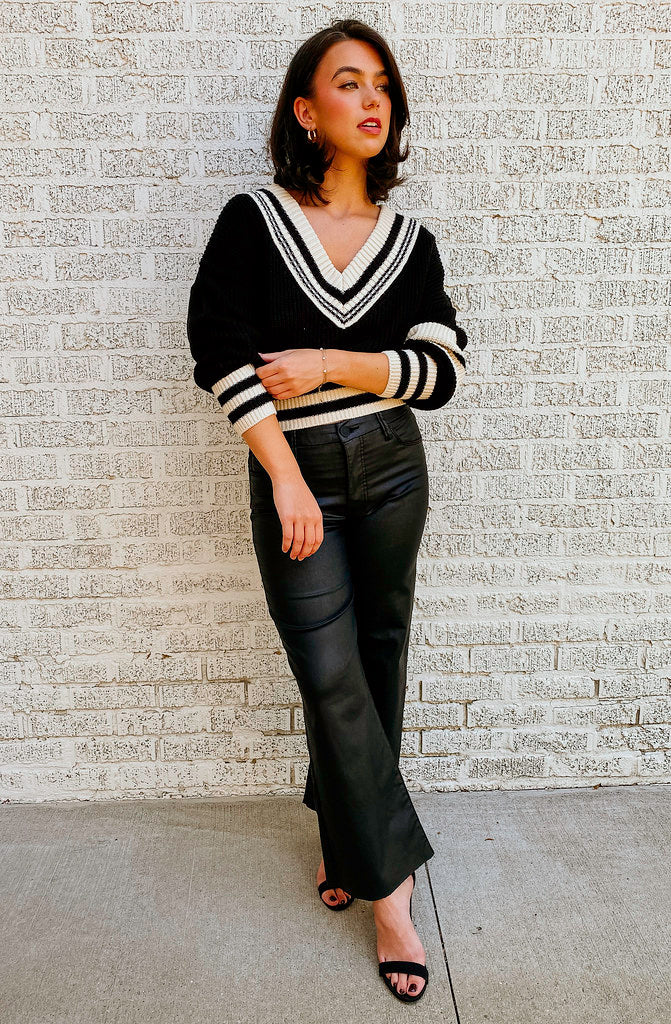 KUT MEG COATED HIGH RISE WIDE LEG PANT