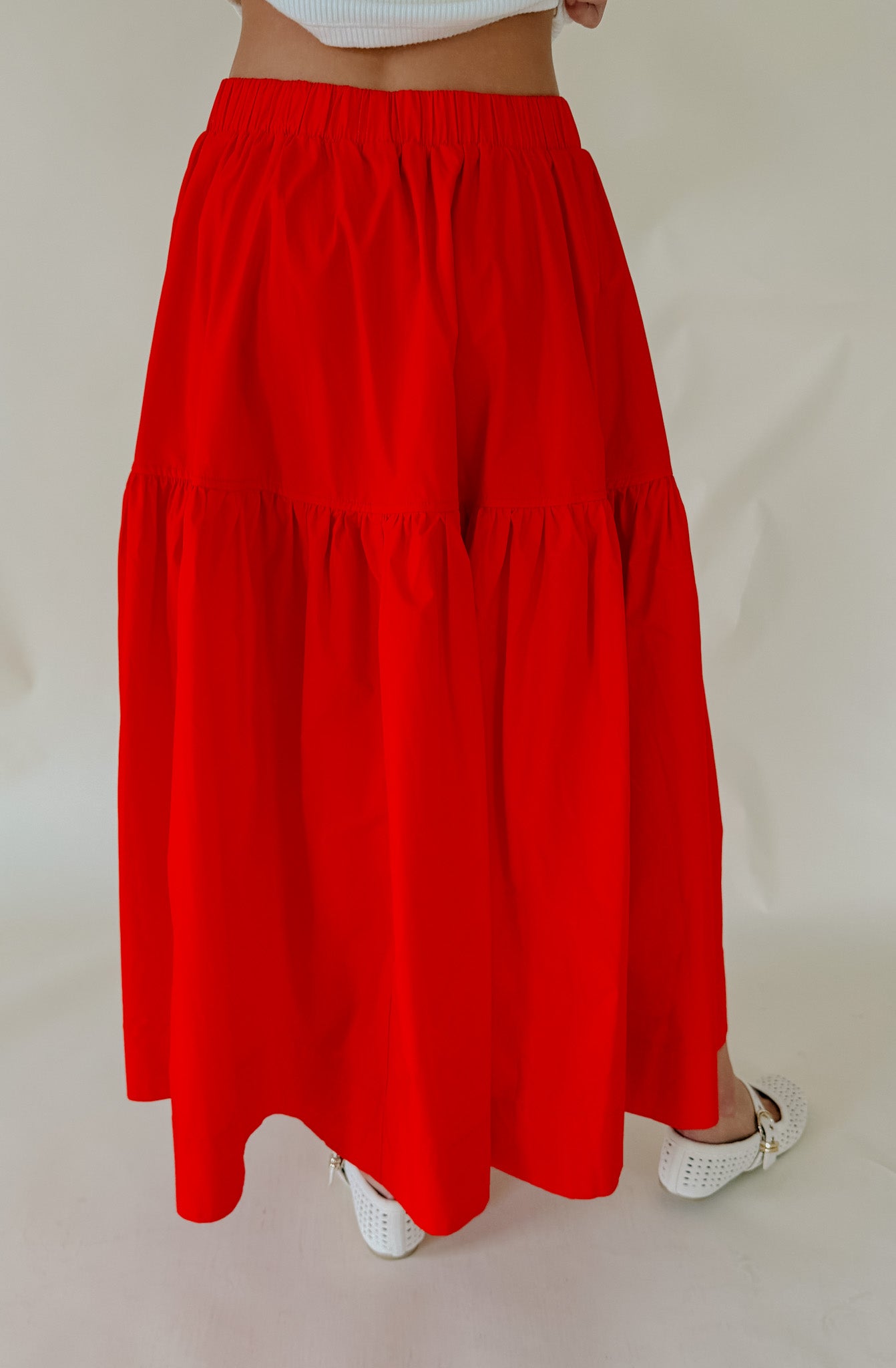 THE TESSA POPLIN BLEND MIDI SKIRT