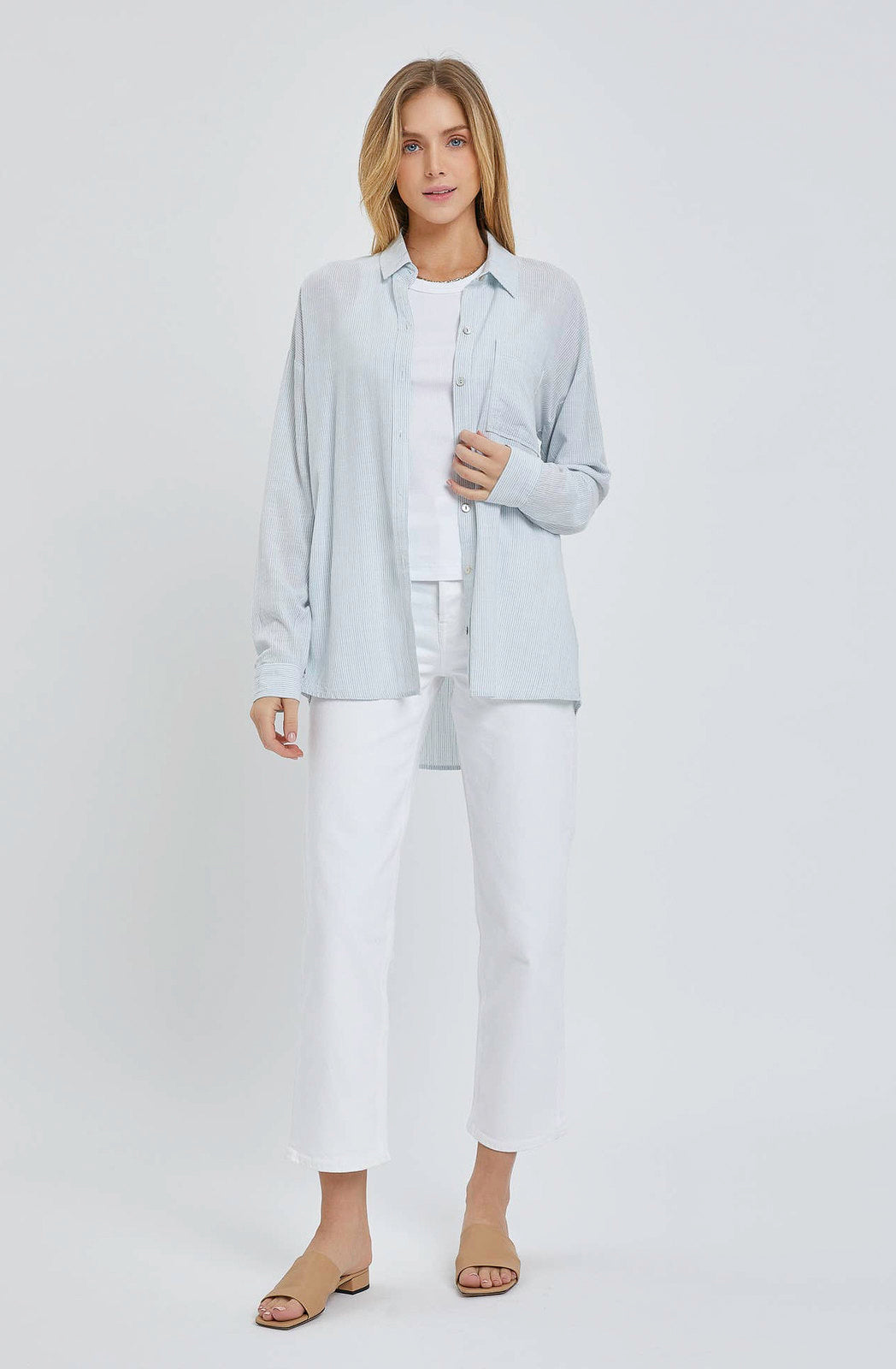 MINT IT STRIPED BUTTON UP