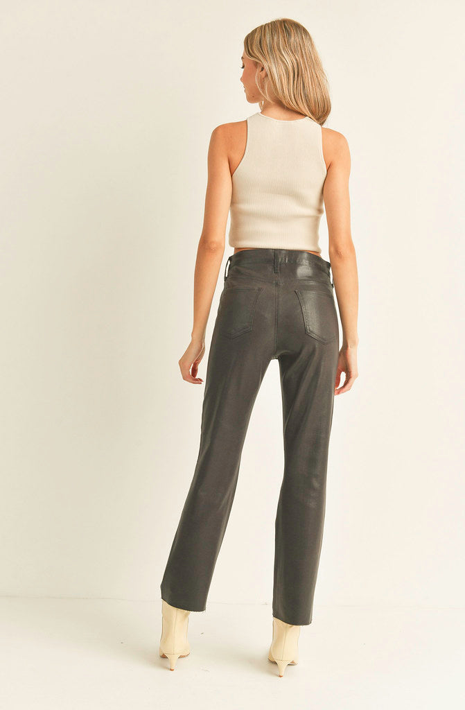 JUST BLACK COATED KICK FLARE DENIM