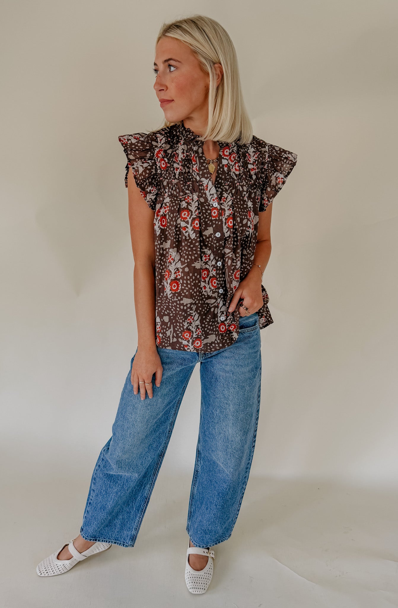 PLANS FOR FALL PRINTED BLOUSE