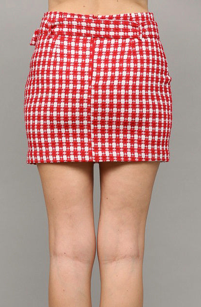 ARKANSAS TIMES BELTED TWEED SKIRT