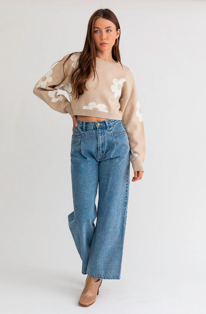 FLOWER FIELDS CROPPED SWEATER