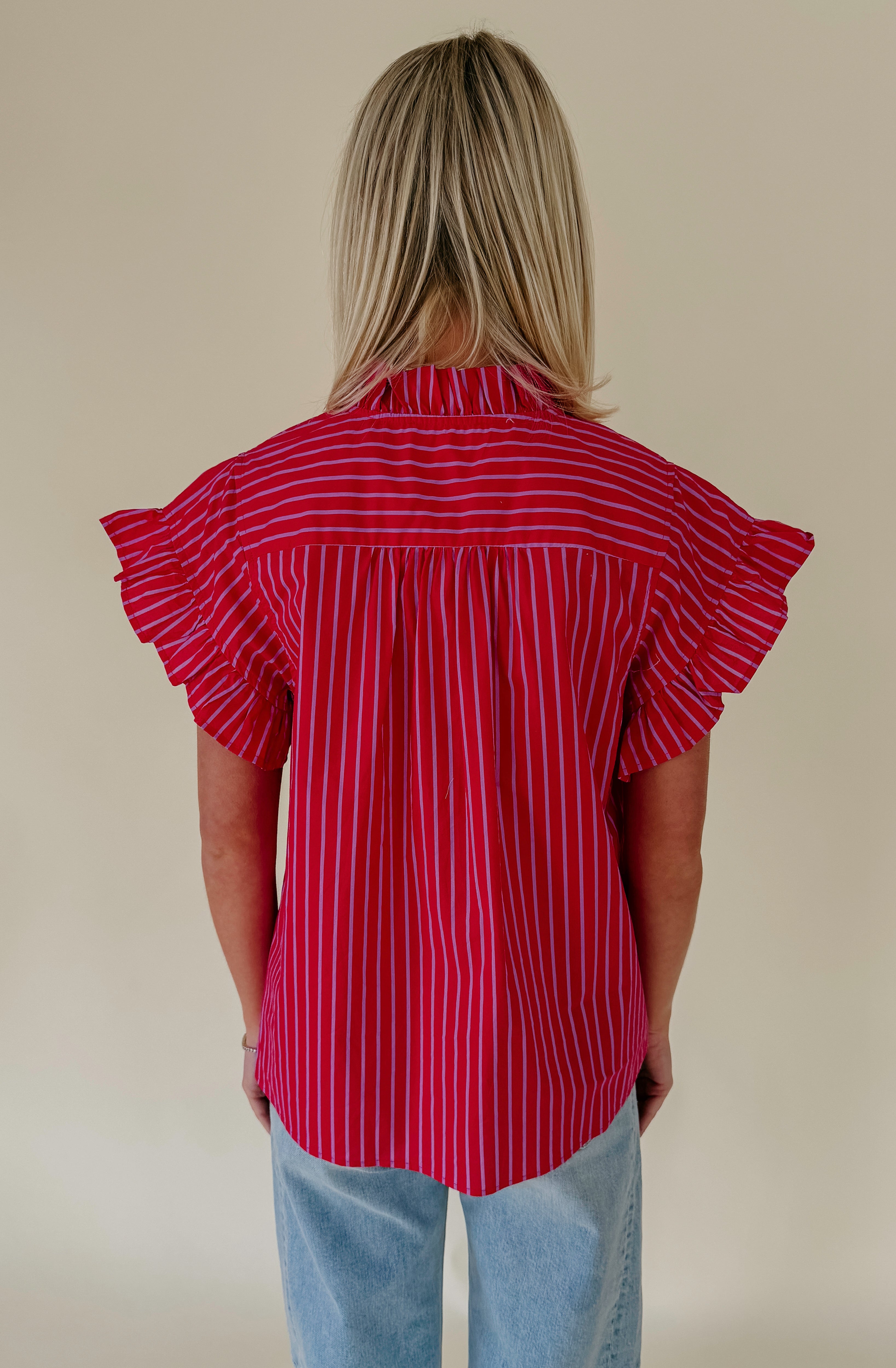 HEART SET STRIPED BLOUSE