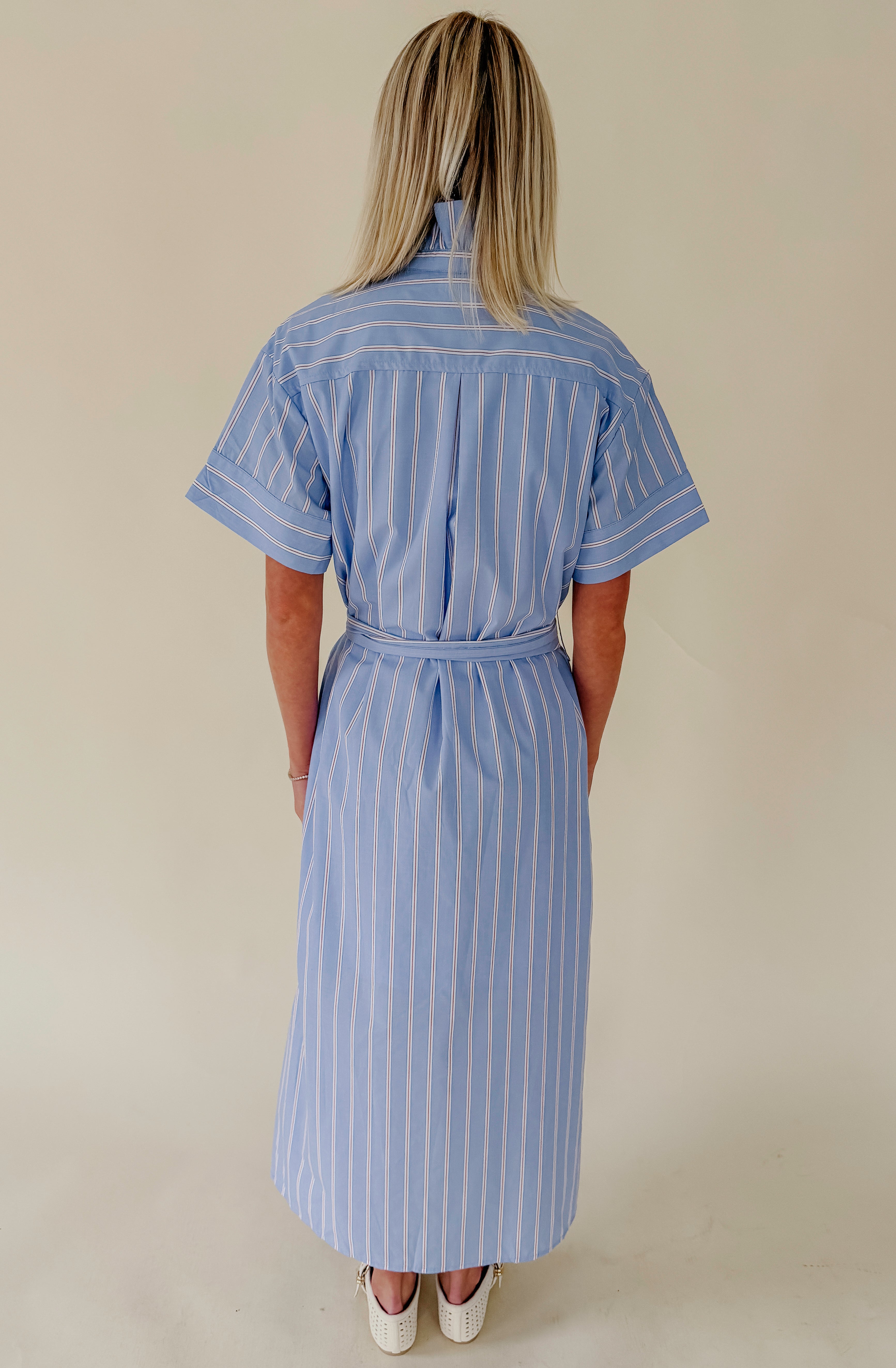 THE PRESLEY BUTTONED POPLIN MIDI DRESS