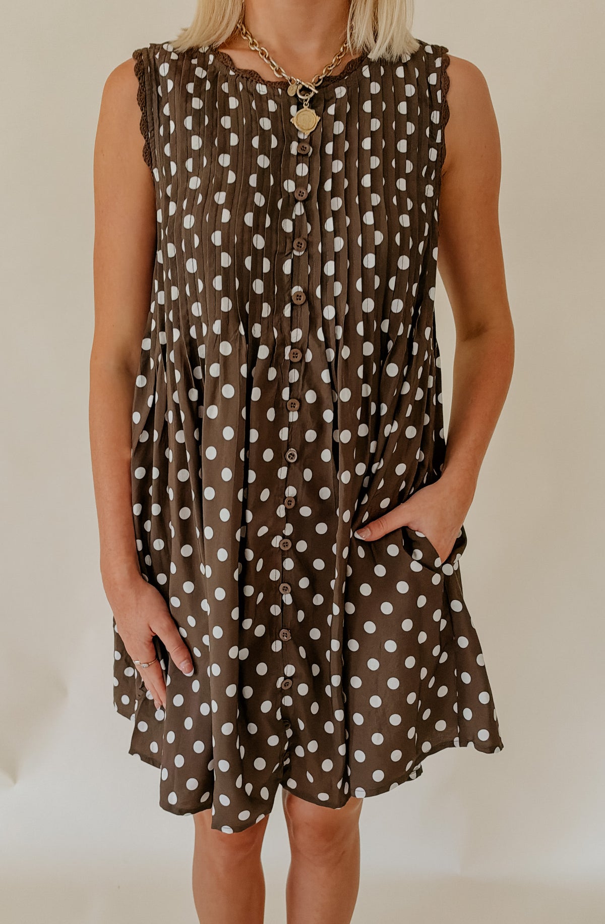 GRAB N GO BUTTONED BABYDOLL MINI DRESS