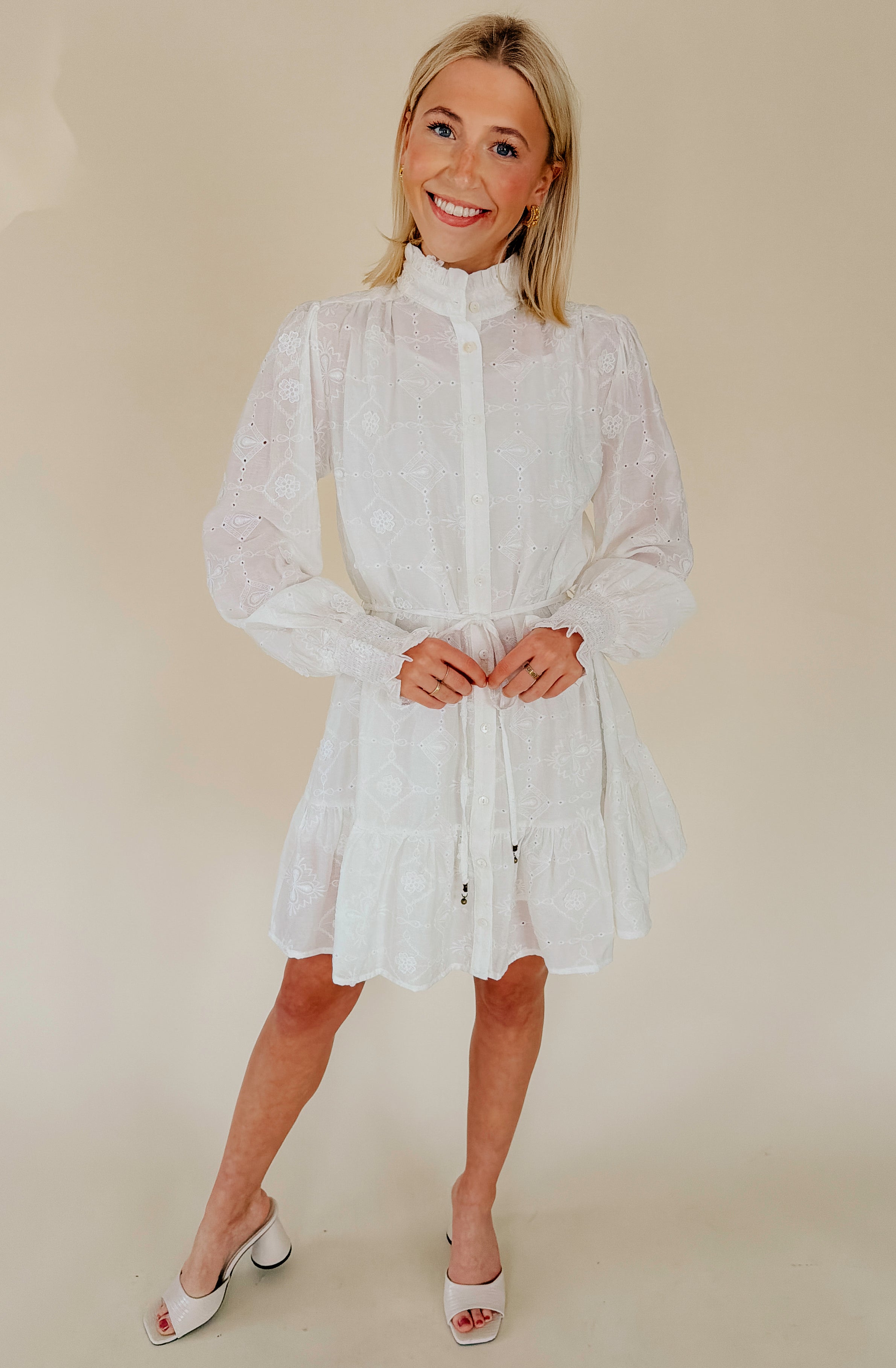 CEREMONY TIME BUTTONED MINI DRESS